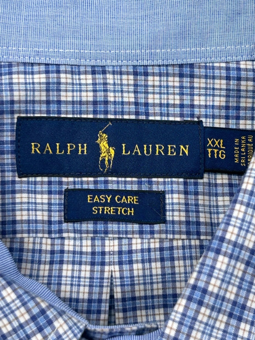 Ralph Lauren Easy Care Men’s Stretch Blue Plaid Button Down Shirt XXL Casual - Picture 2 of 9